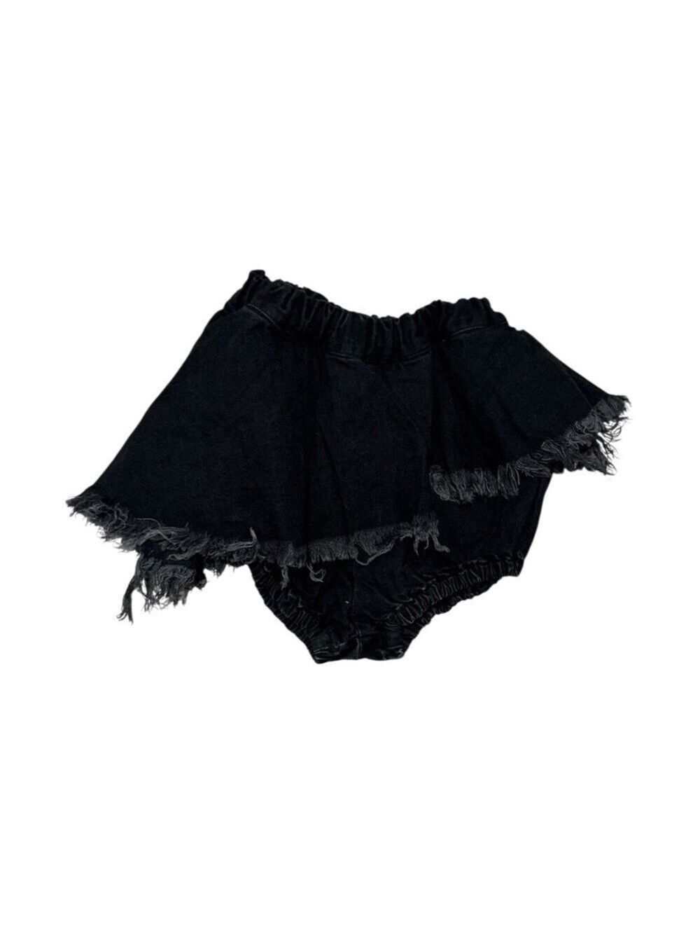 MOTORETA Black Fringed Denim Kids Skort - size 12m *flex sizing up to 3T